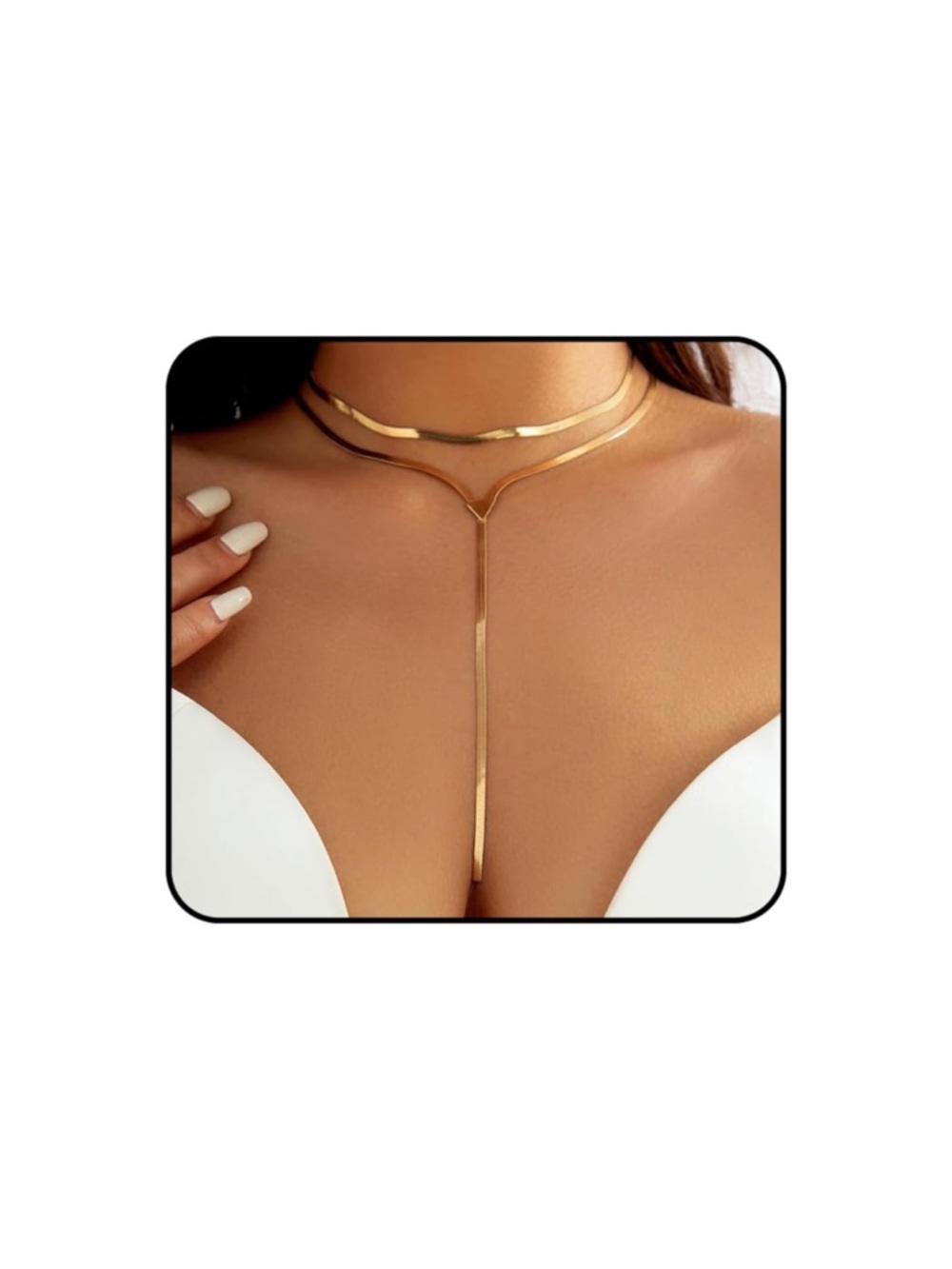 Gold Layered Y-Neck Choker Necklace